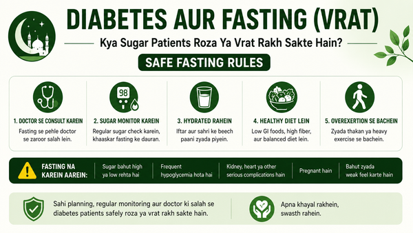 Diabetes Aur Fasting (Vrat): Kya Sugar Patients Roza Ya Vrat Rakh Sakte Hain? Safe Fasting Rules