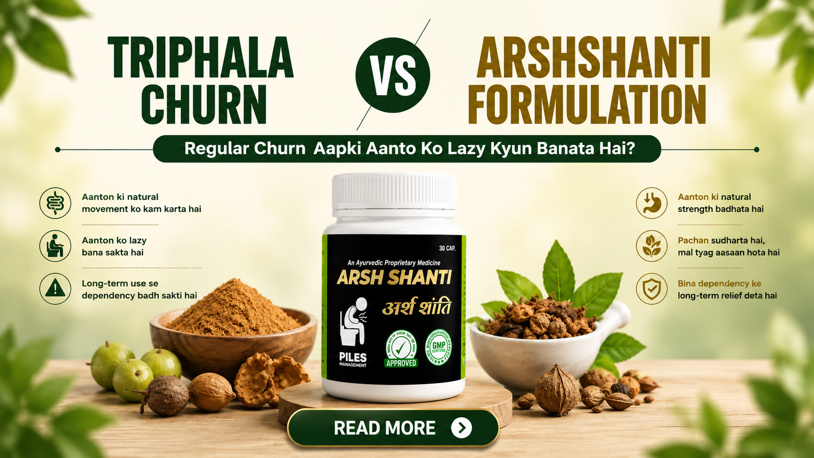 Triphala Churn VS Arshshanti Formulation: Regular Churn Aapki Aanto Ko Lazy Kyun Banata Hai?